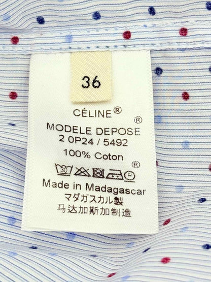 Pre - loved CELINE Blue Multicolor Polka Dot Size US 4 Shirt at Reems Closet