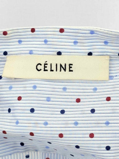 Pre - loved CELINE Blue Multicolor Polka Dot Size US 4 Shirt at Reems Closet