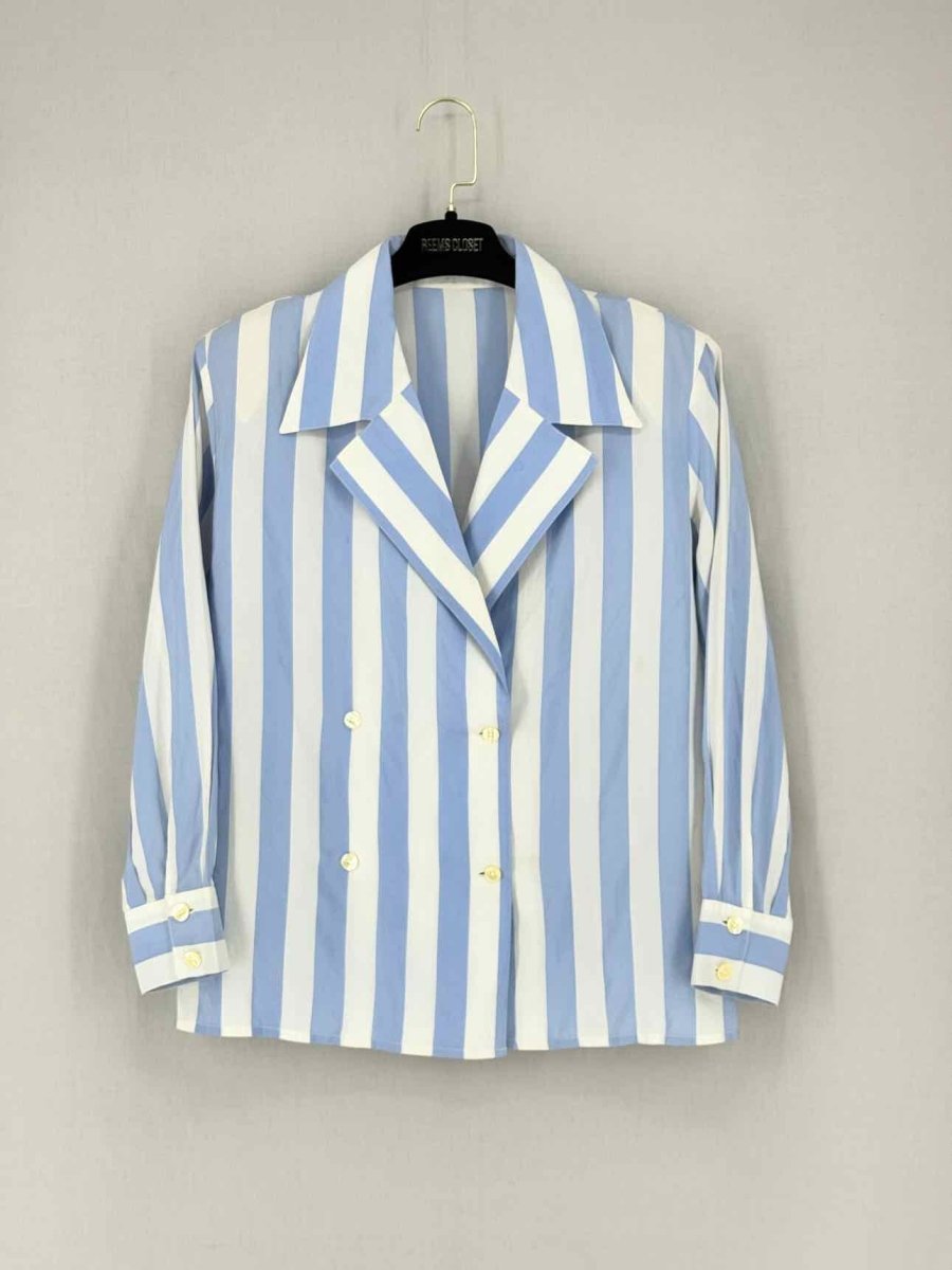 Pre - loved CELINE Blue Striped Size Medium Top at Reems Closet