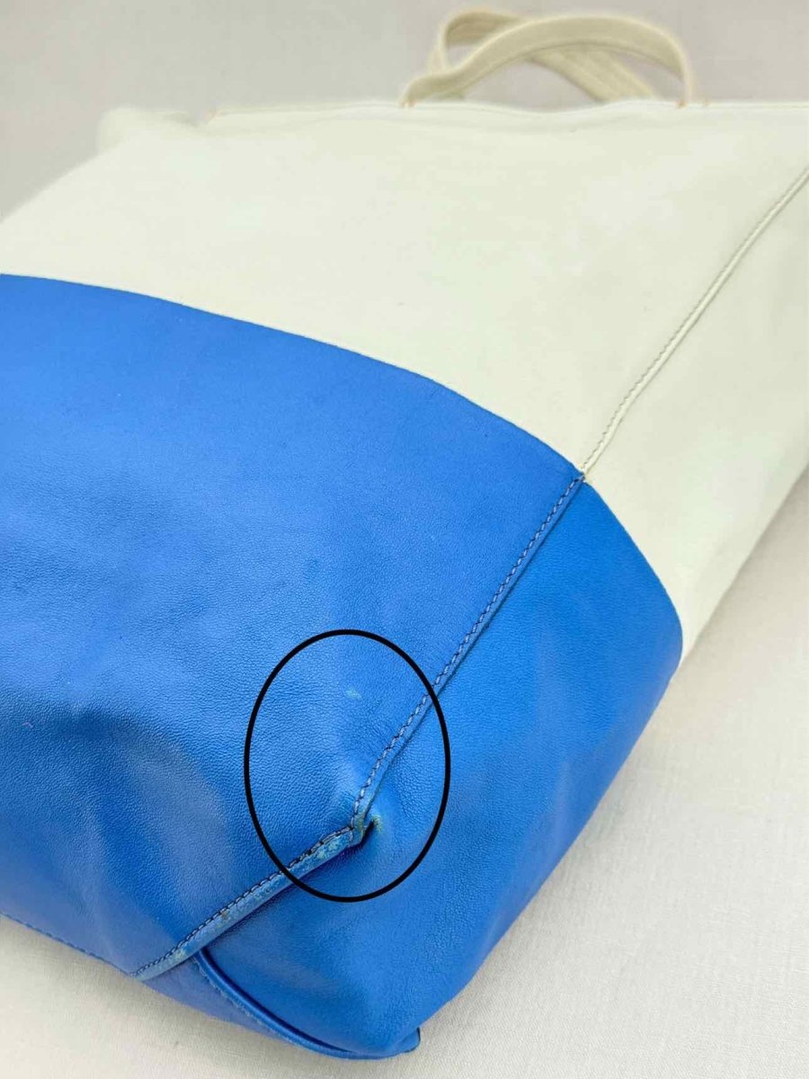 Pre - loved CELINE Blue & White Top Handle at Reems Closet