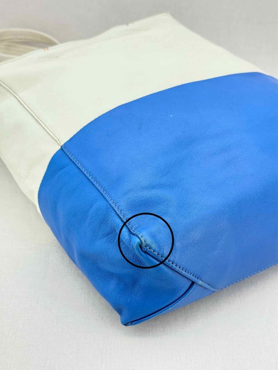 Pre - loved CELINE Blue & White Top Handle at Reems Closet