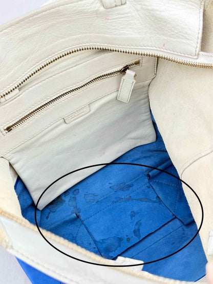 Pre - loved CELINE Blue & White Top Handle at Reems Closet