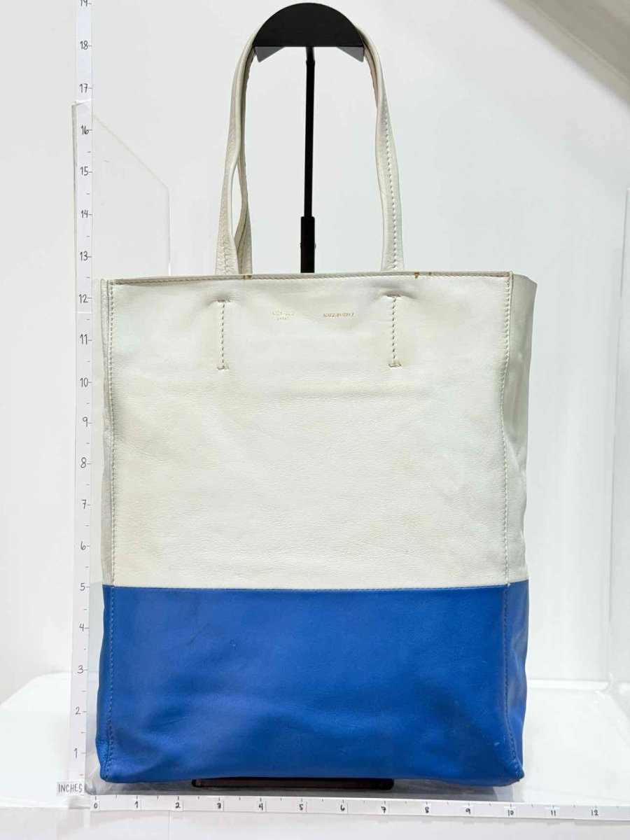 Pre - loved CELINE Blue & White Top Handle at Reems Closet