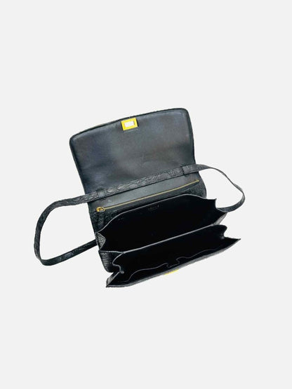 Pre-loved CELINE Classic Box Beige & Black Shoulder Bag from Reems Closet