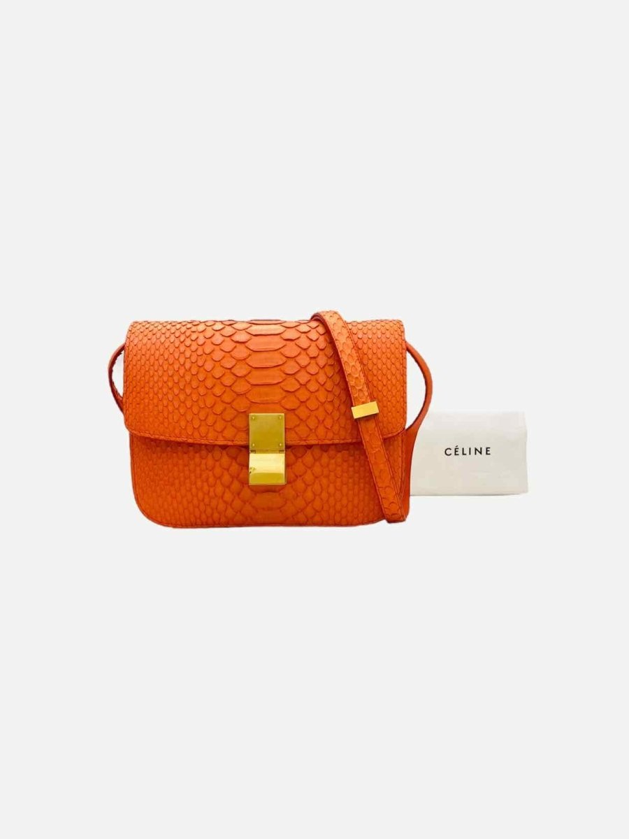 Pre - loved CELINE Classic Orange Shoulder Bag at Reems Closet