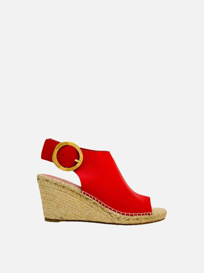 Pre - loved CELINE Espadrille Red Wedges at Reems Closet