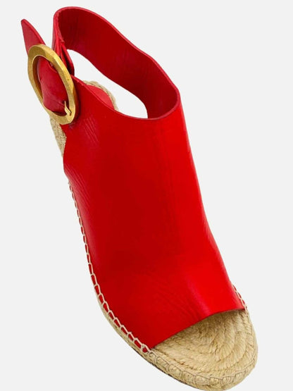 Pre - loved CELINE Espadrille Red Wedges at Reems Closet