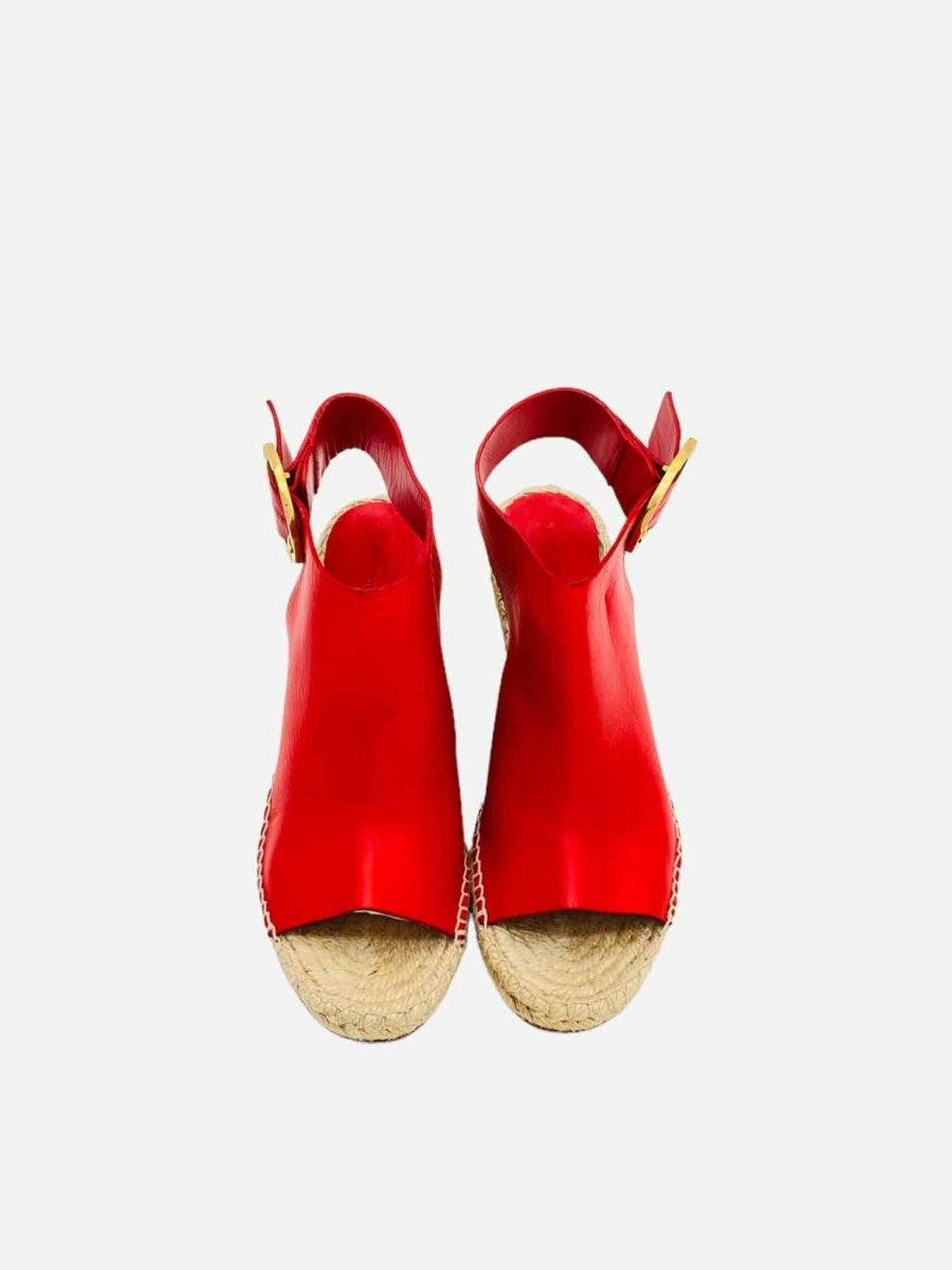 Pre - loved CELINE Espadrille Red Wedges at Reems Closet