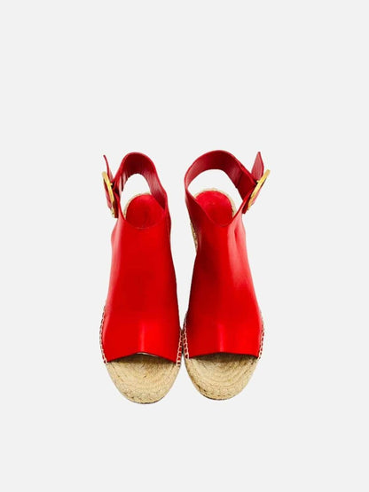 Pre - loved CELINE Espadrille Red Wedges at Reems Closet