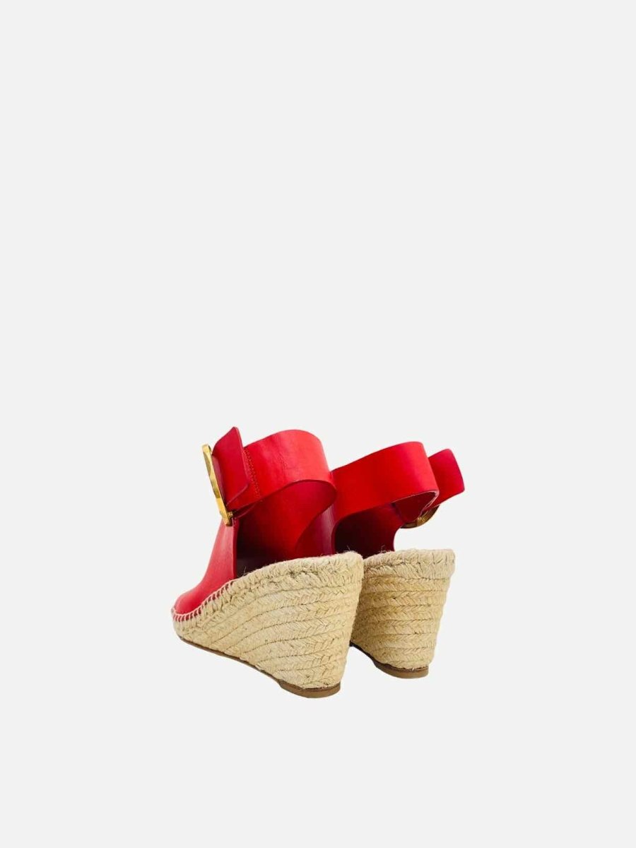 Pre - loved CELINE Espadrille Red Wedges at Reems Closet