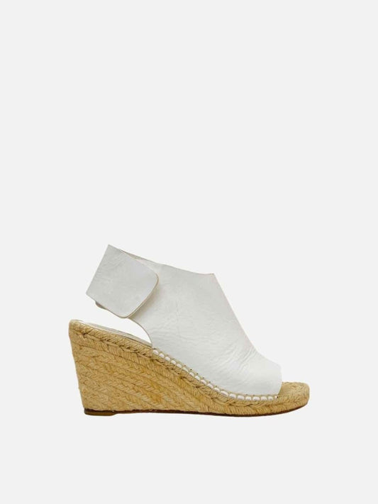 Pre - loved CELINE Espadrille White Wedges 38 at Reems Closet