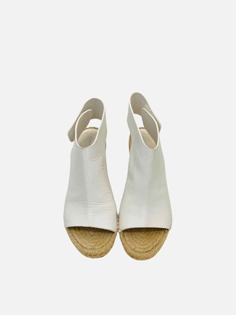 Pre - loved CELINE Espadrille White Wedges 38 at Reems Closet