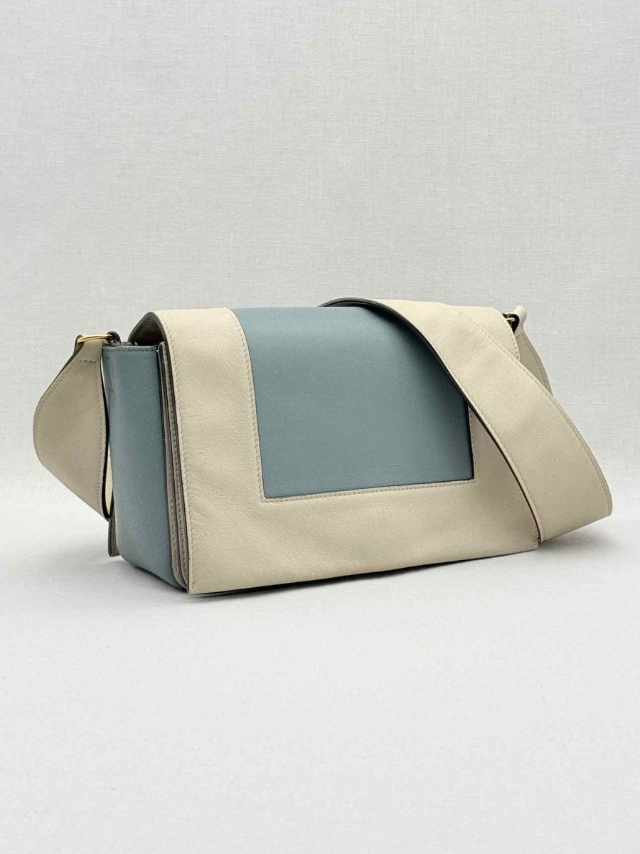 Pre - loved CELINE Frame Blue & Beige Handbag at Reems Closet