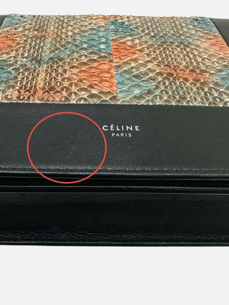 Pre - loved CELINE Frame Chain Black Multicolor Clutch at Reems Closet