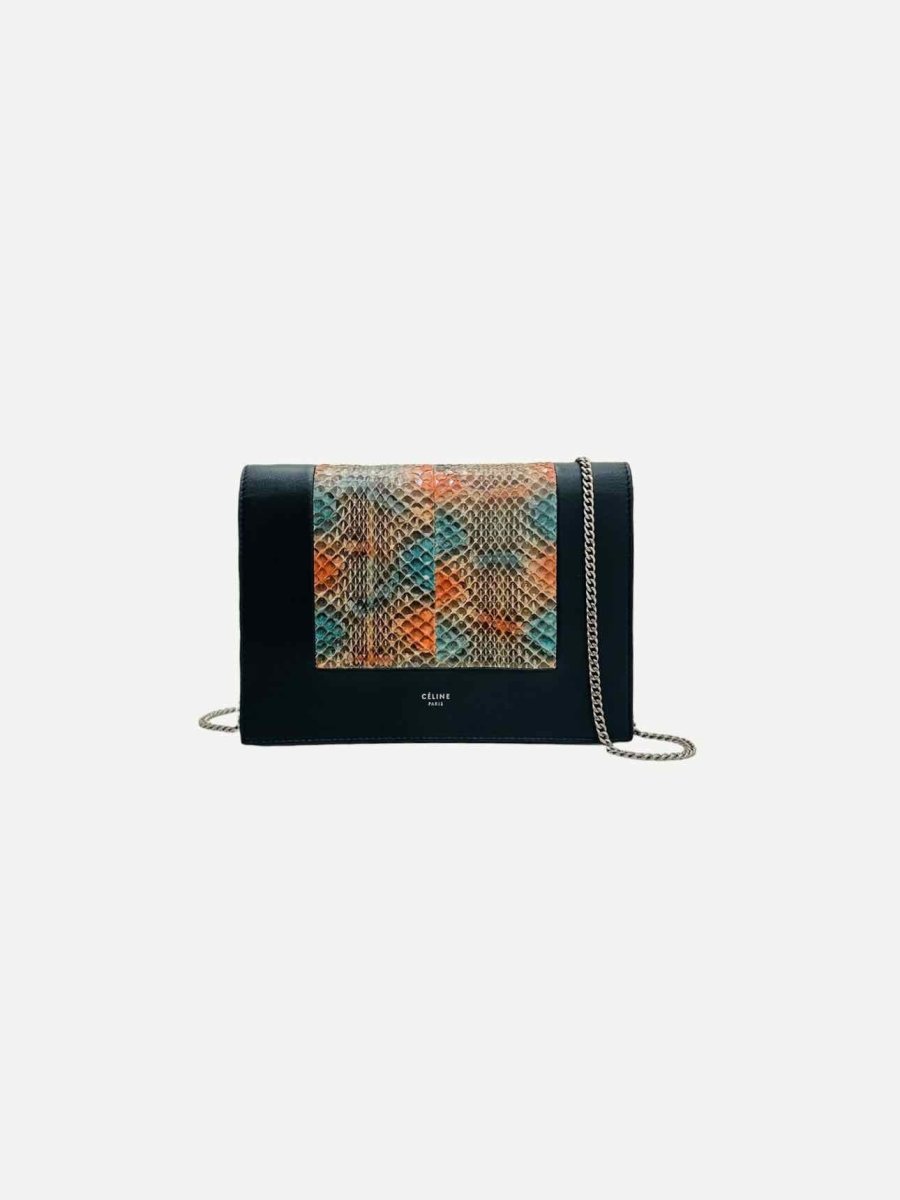 Pre - loved CELINE Frame Chain Black Multicolor Clutch at Reems Closet