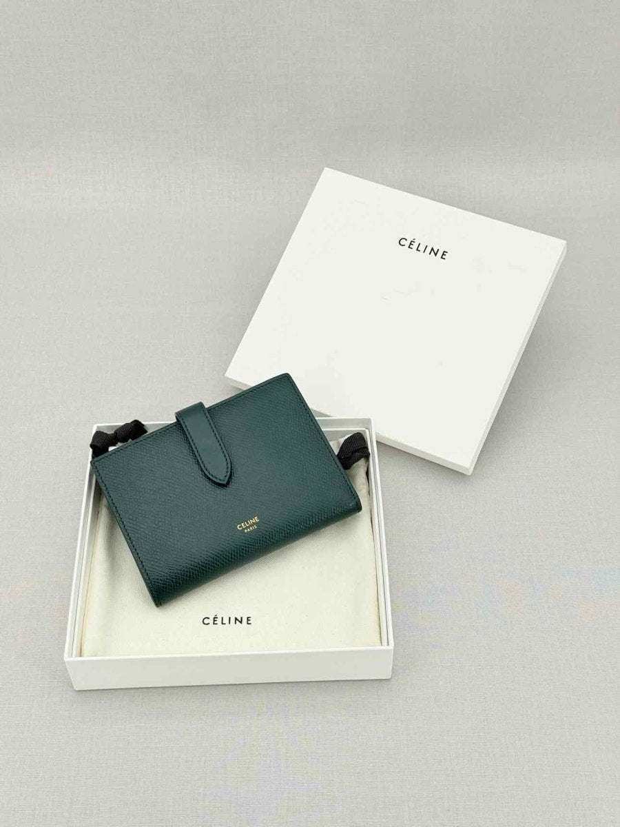 Pre - loved CELINE Green Compact Wallet at Reems Closet