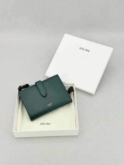 Pre - loved CELINE Green Compact Wallet at Reems Closet