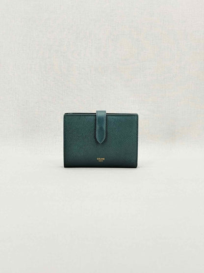 Pre - loved CELINE Green Compact Wallet at Reems Closet