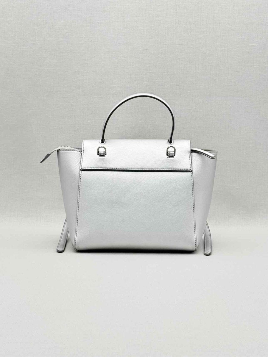 Pre-loved CELINE Nano Belt Metallic Silver Satchel at Reems Closet