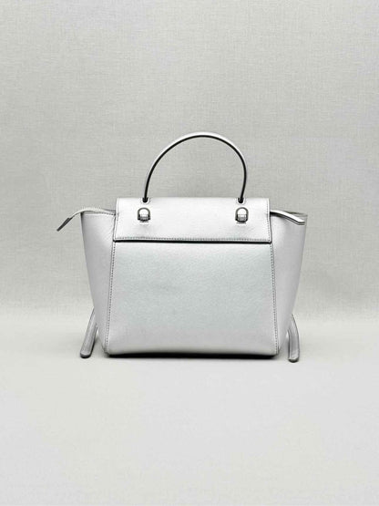 Pre-loved CELINE Nano Belt Metallic Silver Satchel at Reems Closet