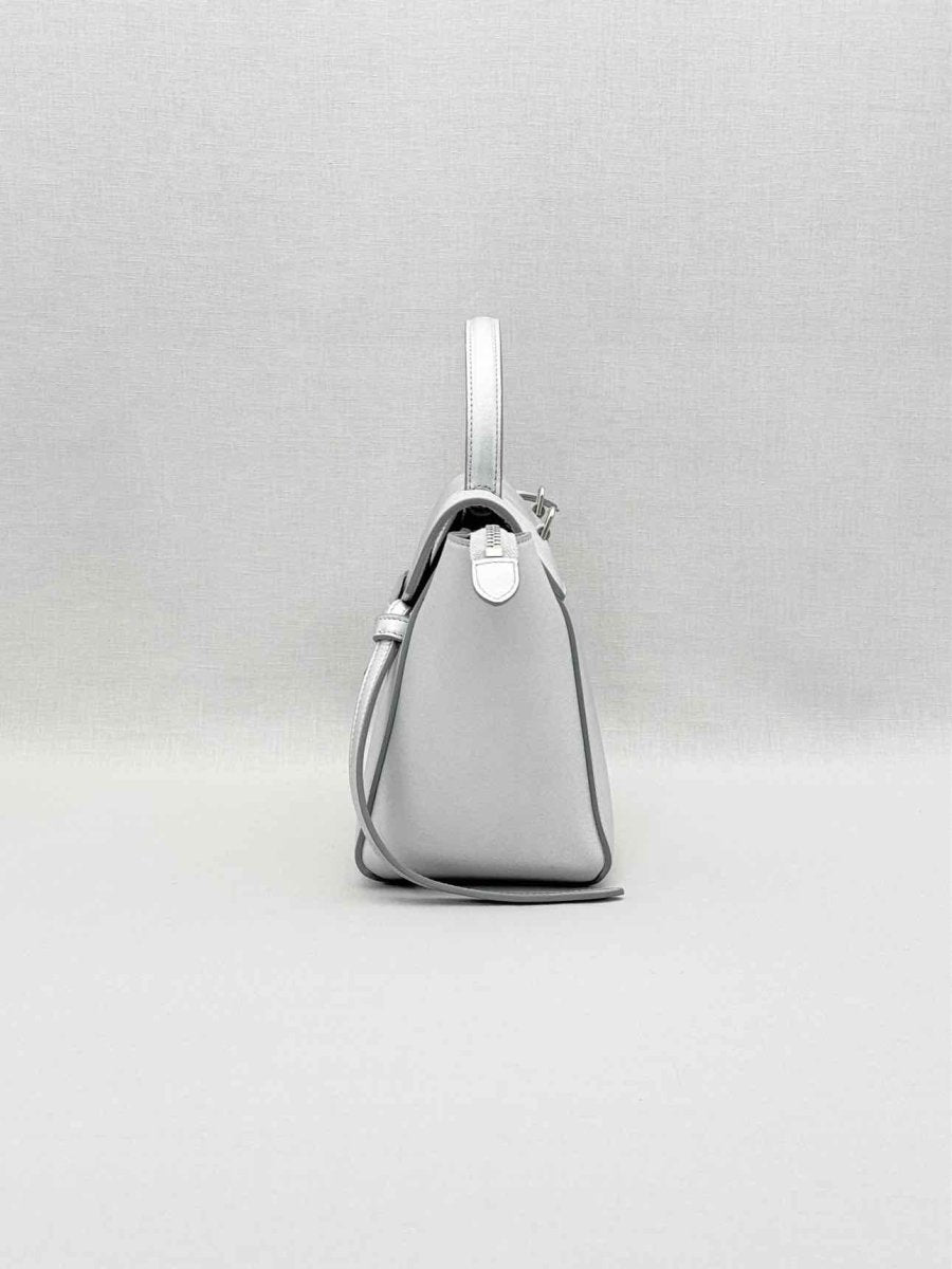 Pre-loved CELINE Nano Belt Metallic Silver Satchel at Reems Closet