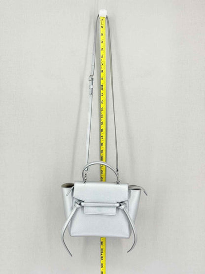 Pre-loved CELINE Nano Belt Metallic Silver Satchel at Reems Closet