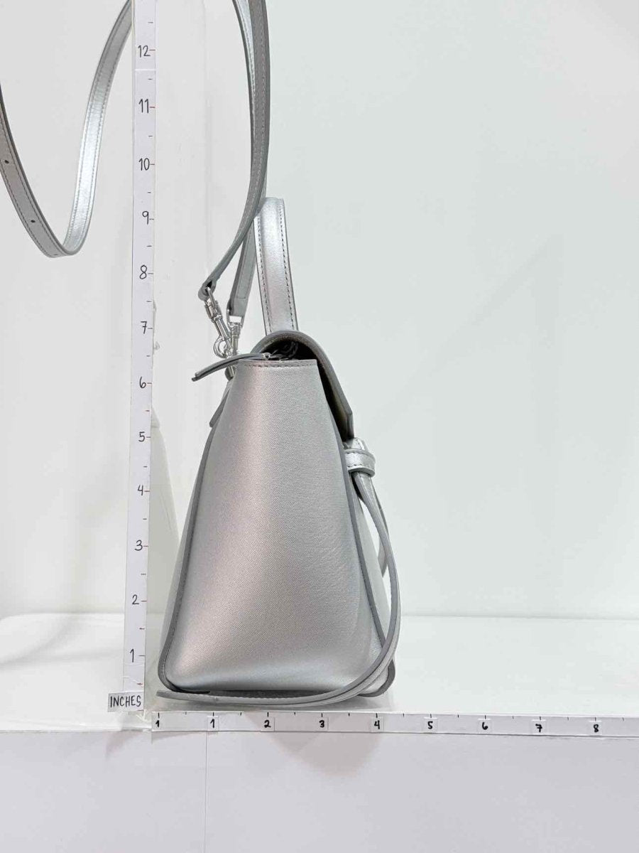Pre-loved CELINE Nano Belt Metallic Silver Satchel at Reems Closet