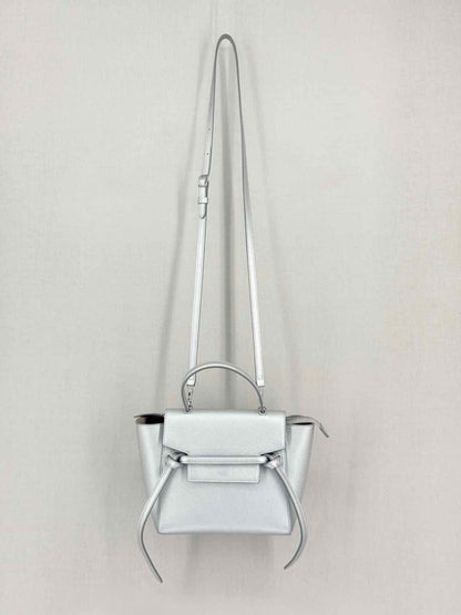 Pre-loved CELINE Nano Belt Metallic Silver Satchel at Reems Closet
