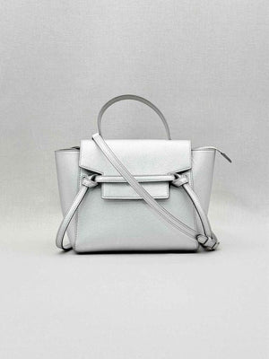 Pre-loved CELINE Nano Belt Metallic Silver Satchel at Reems Closet