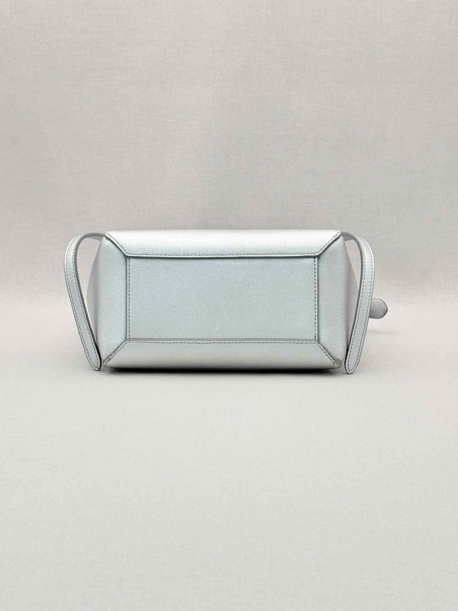 Pre-loved CELINE Nano Belt Metallic Silver Satchel at Reems Closet