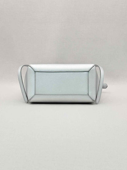 Pre-loved CELINE Nano Belt Metallic Silver Satchel at Reems Closet