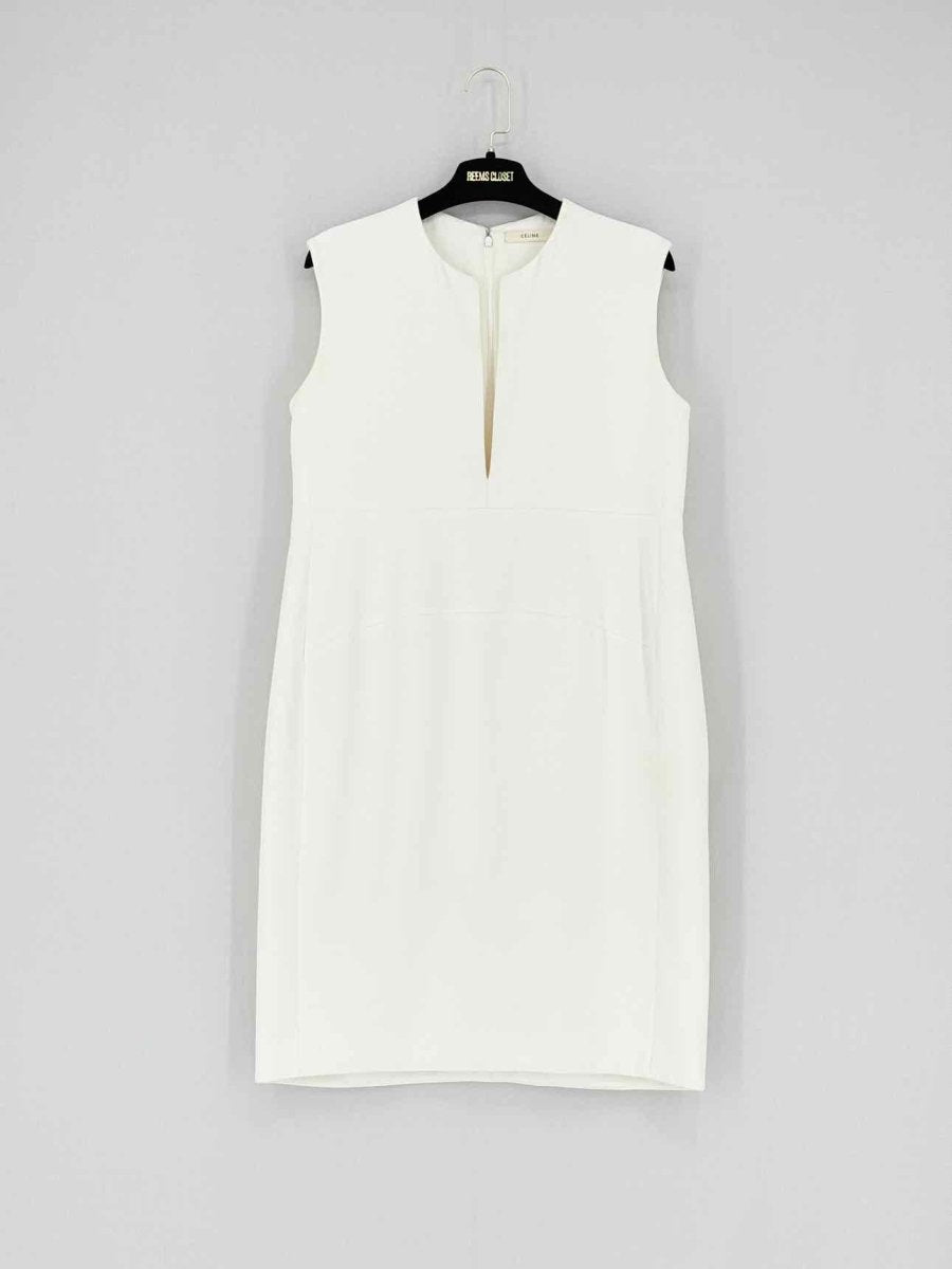 Pre - loved CELINE Off - white Size Medium Short Dress at Reems Closet