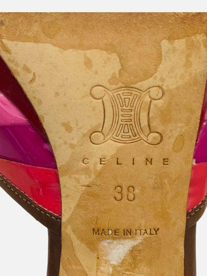 Pre-loved CELINE Pink & Purple Scalloped Mules from Reems Closet
