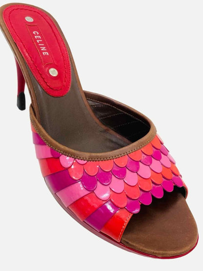 Pre-loved CELINE Pink & Purple Scalloped Mules from Reems Closet