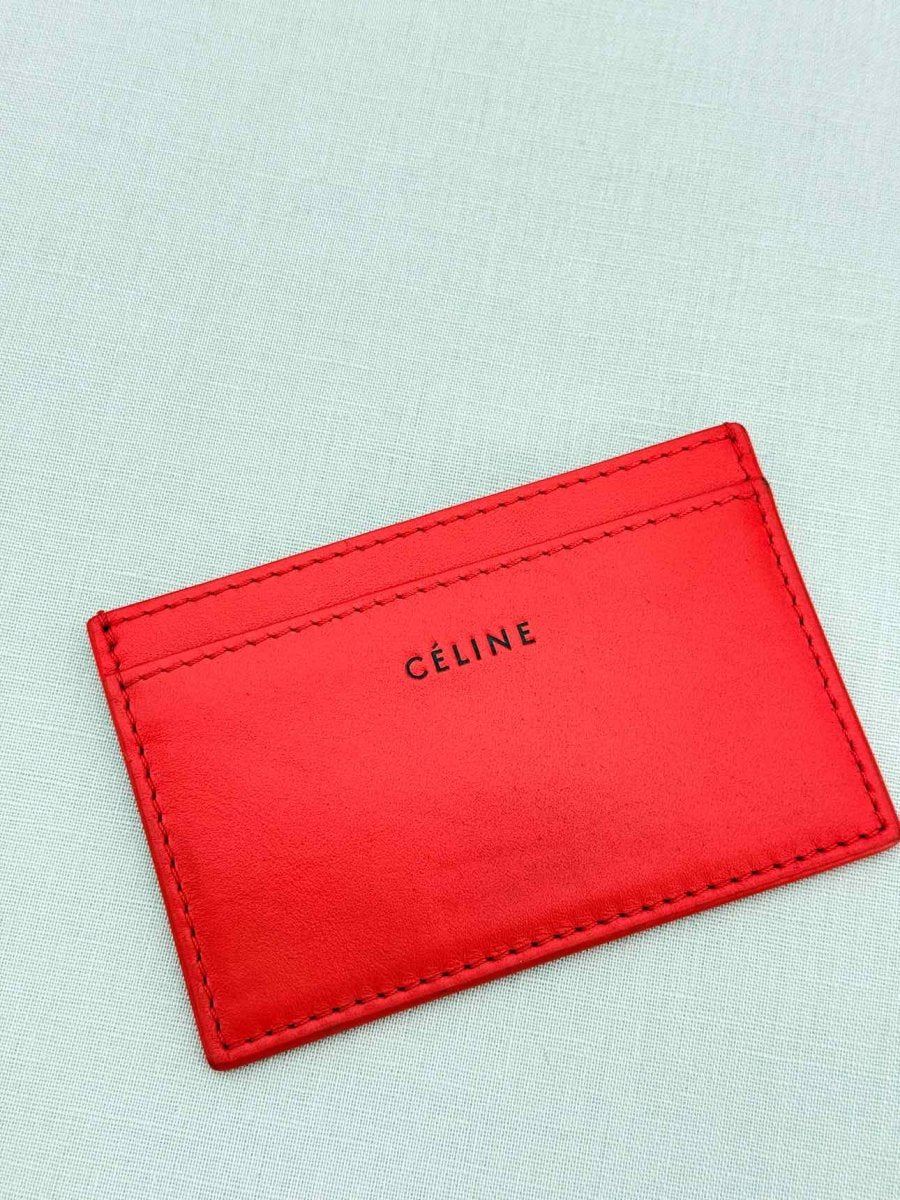 Pre - loved CELINE Red Card Holder at Reems Closet