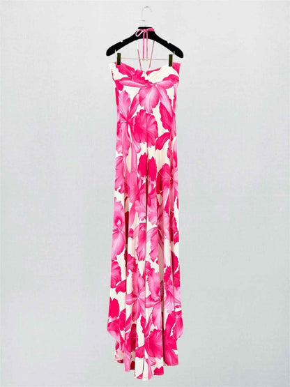 Pre-loved CELINE Runway Pink & White Size US 6 Long Dress at Reems Closet
