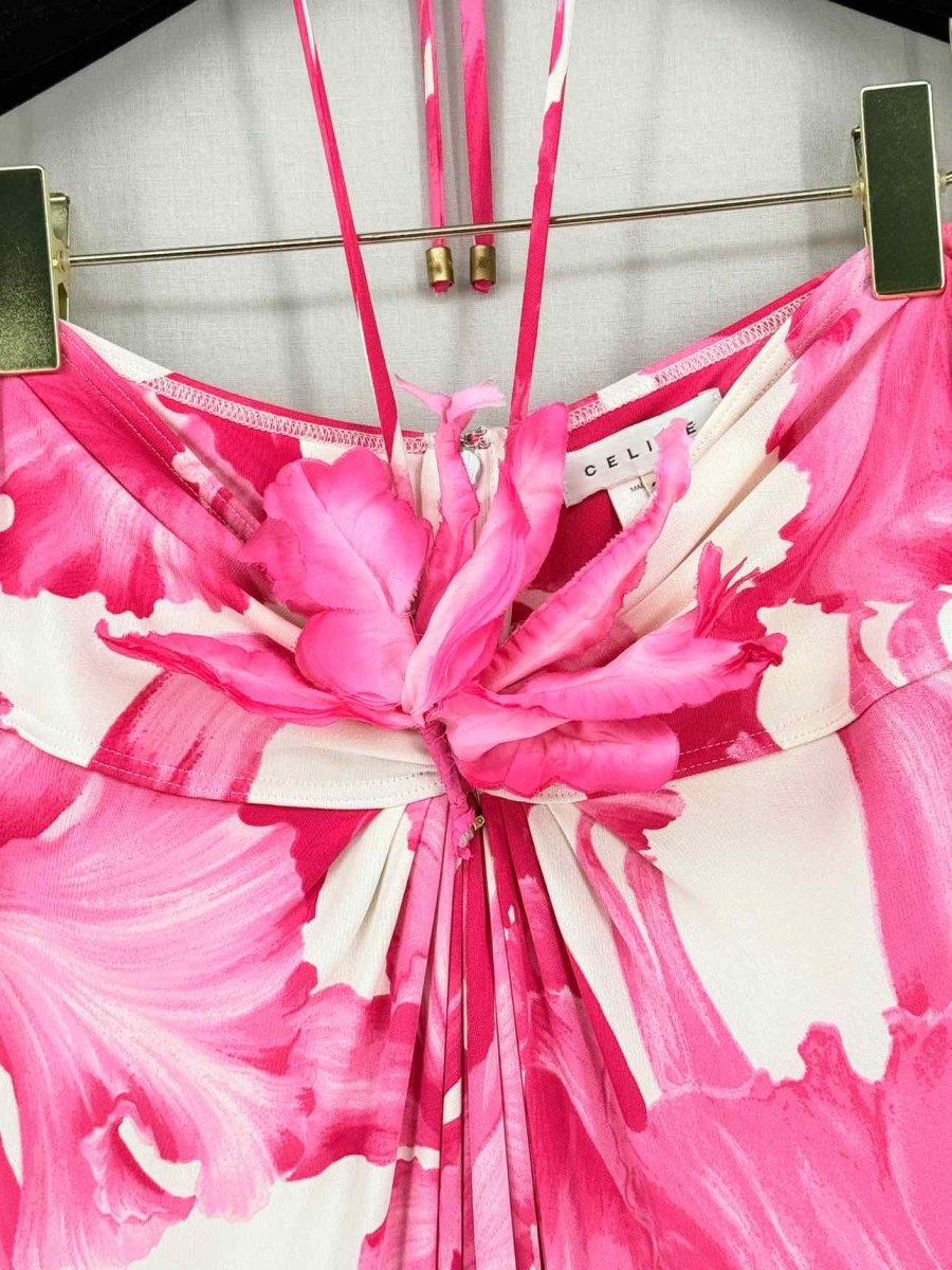 Pre-loved CELINE Runway Pink & White Size US 6 Long Dress at Reems Closet