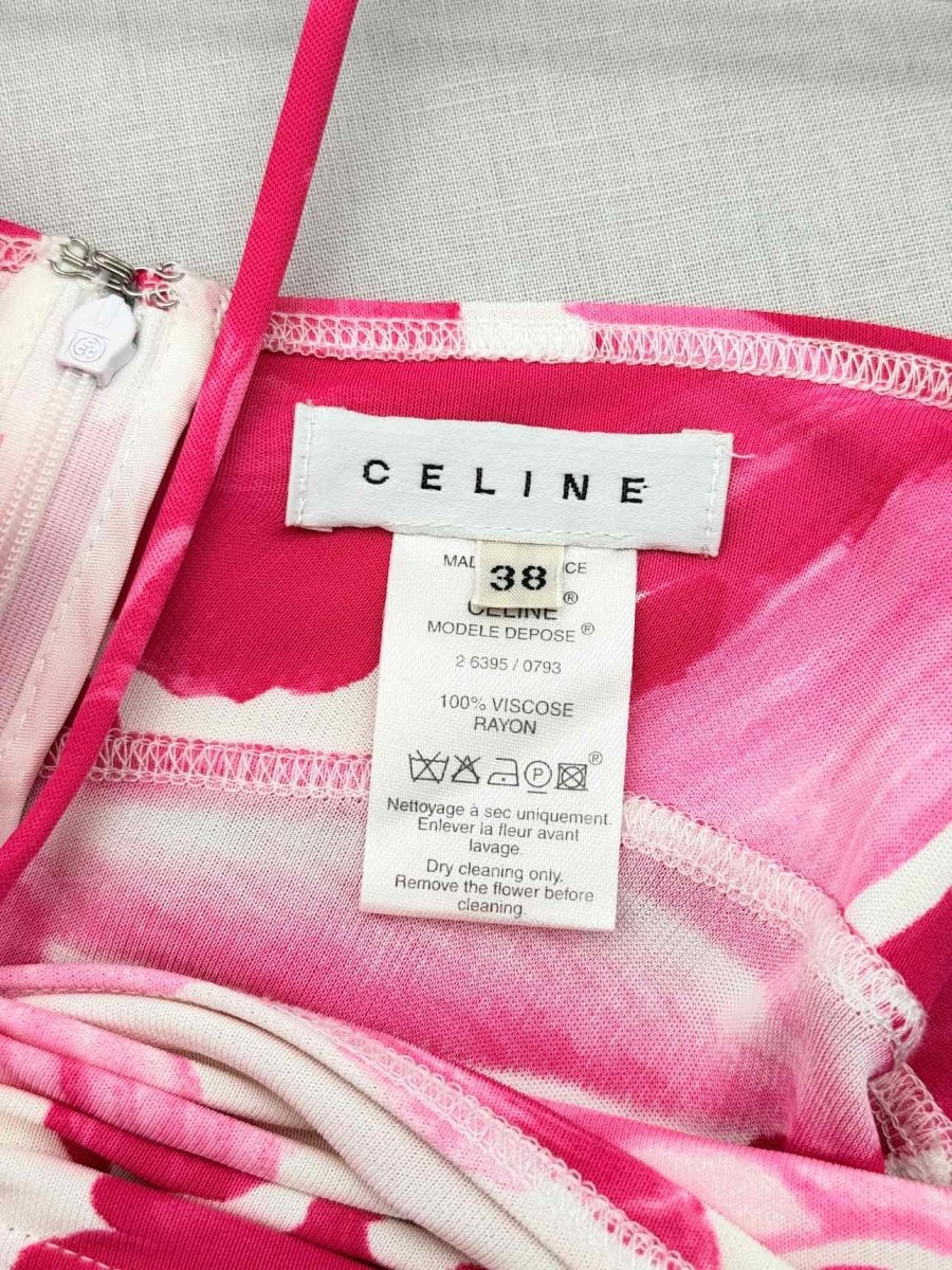 Pre-loved CELINE Runway Pink & White Size US 6 Long Dress at Reems Closet