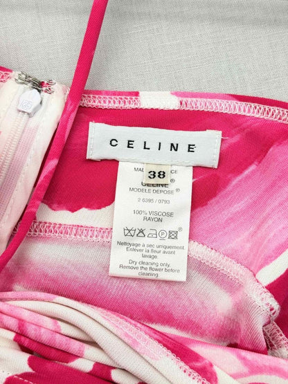 Pre-loved CELINE Runway Pink & White Size US 6 Long Dress at Reems Closet