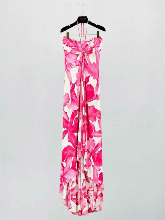 Pre-loved CELINE Runway Pink & White Size US 6 Long Dress at Reems Closet