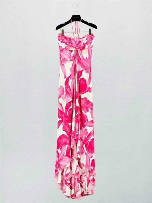 Pre-loved CELINE Runway Pink & White Size US 6 Long Dress at Reems Closet