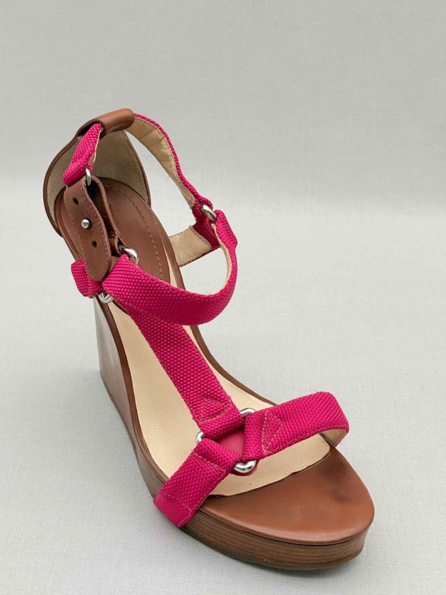 Pre - loved CELINE T Strap Pink Size EU 38 Wedges at Reems Closet