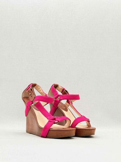 Pre - loved CELINE T Strap Pink Size EU 38 Wedges at Reems Closet
