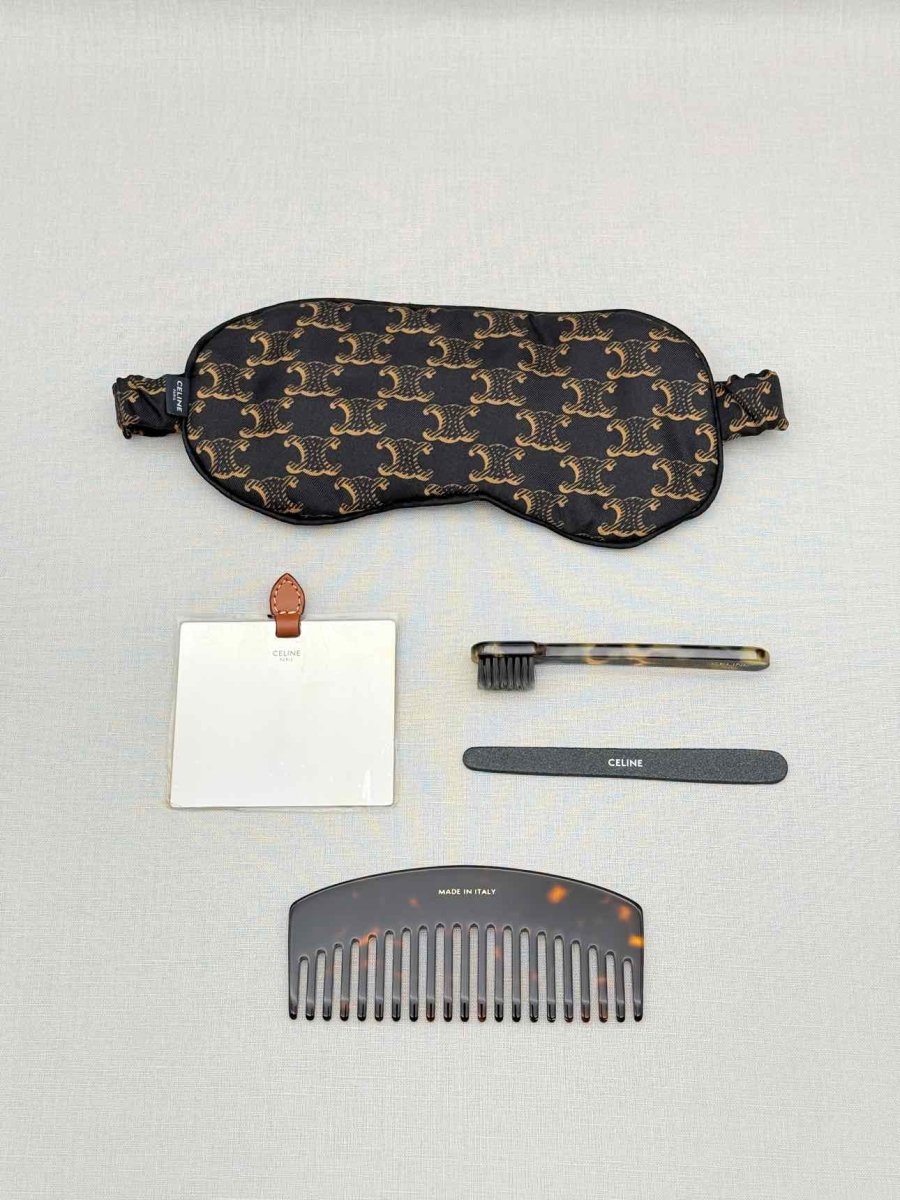Pre-loved CELINE Triomphe Black & Tan Travel Kit at Reems Closet