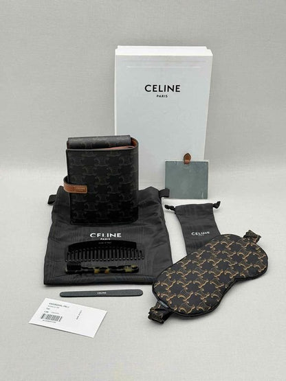 Pre-loved CELINE Triomphe Black & Tan Travel Kit at Reems Closet