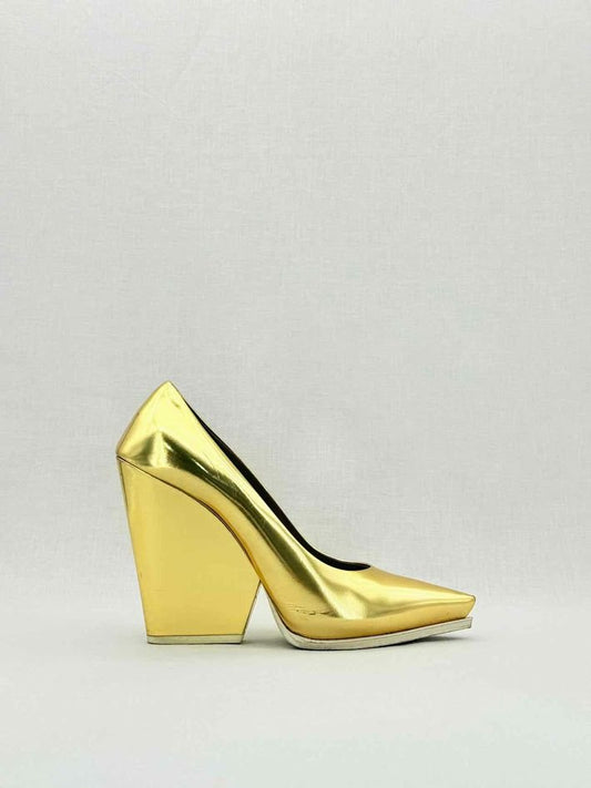 Pre - loved CELINE Wedge Gold Size EU 38.5 Pumps at Reems Closet