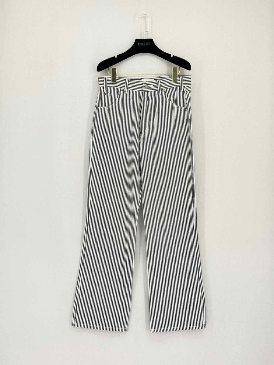 Pre-loved CELINE White & Navy Blue Hickory Stripe Size 29 Jeans at Reems Closet