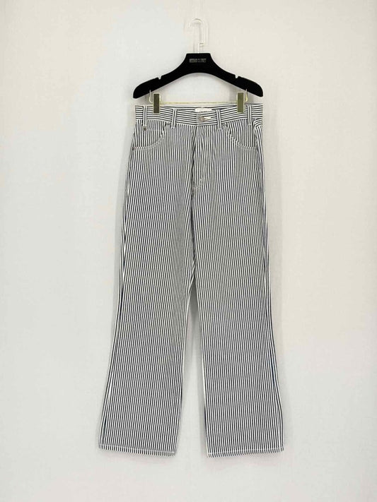 Pre-loved CELINE White & Navy Blue Hickory Stripe Size 29 Jeans at Reems Closet