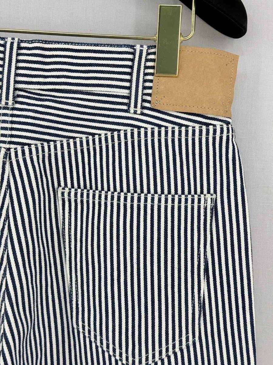 Pre-loved CELINE White & Navy Blue Hickory Stripe Size 29 Jeans at Reems Closet