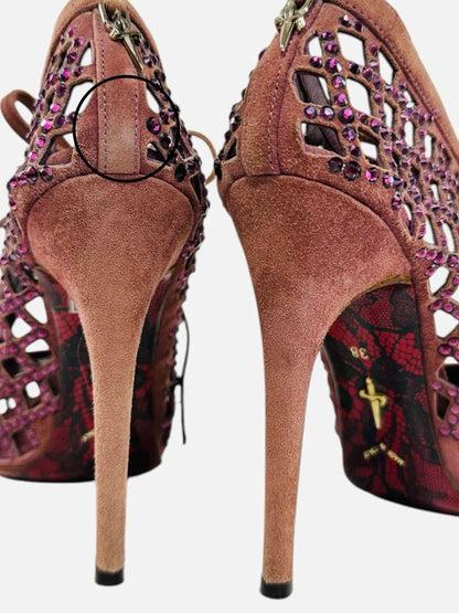 Pre - loved CESARE PACIOTTI Caged Pink Heeled Sandals 38 at Reems Closet